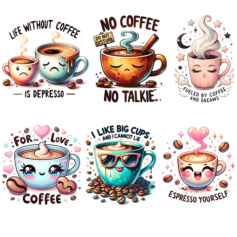 Coffee Equipment Bag - Yeni Kahve Desenli Ütüyle Yapışan DTF